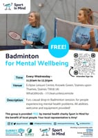 Badminton for mental Health- Sport in Mind -  Staines