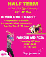 Parkour and Pizza Workshop for 5-12yrs The Little gym Camberley