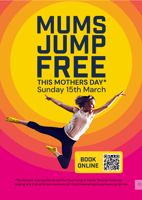 Mums jump free on Mothers day Jump in Trampoline park by air hop - Camberley